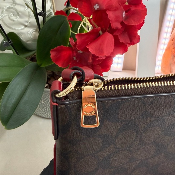🌼 COACH 🌺 Rowan File Bag Signature Brown and Red Crossbody leather strap - Picture 5 of 16